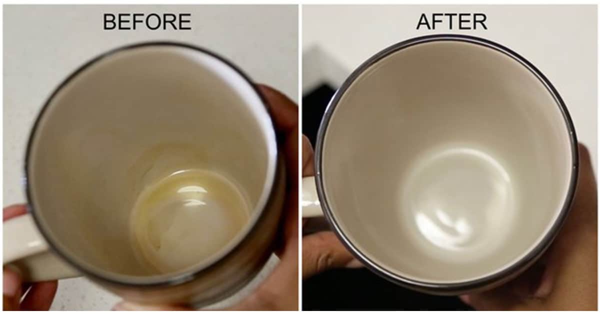 loại bỏ vết cà phê ở dưới đáy cốc